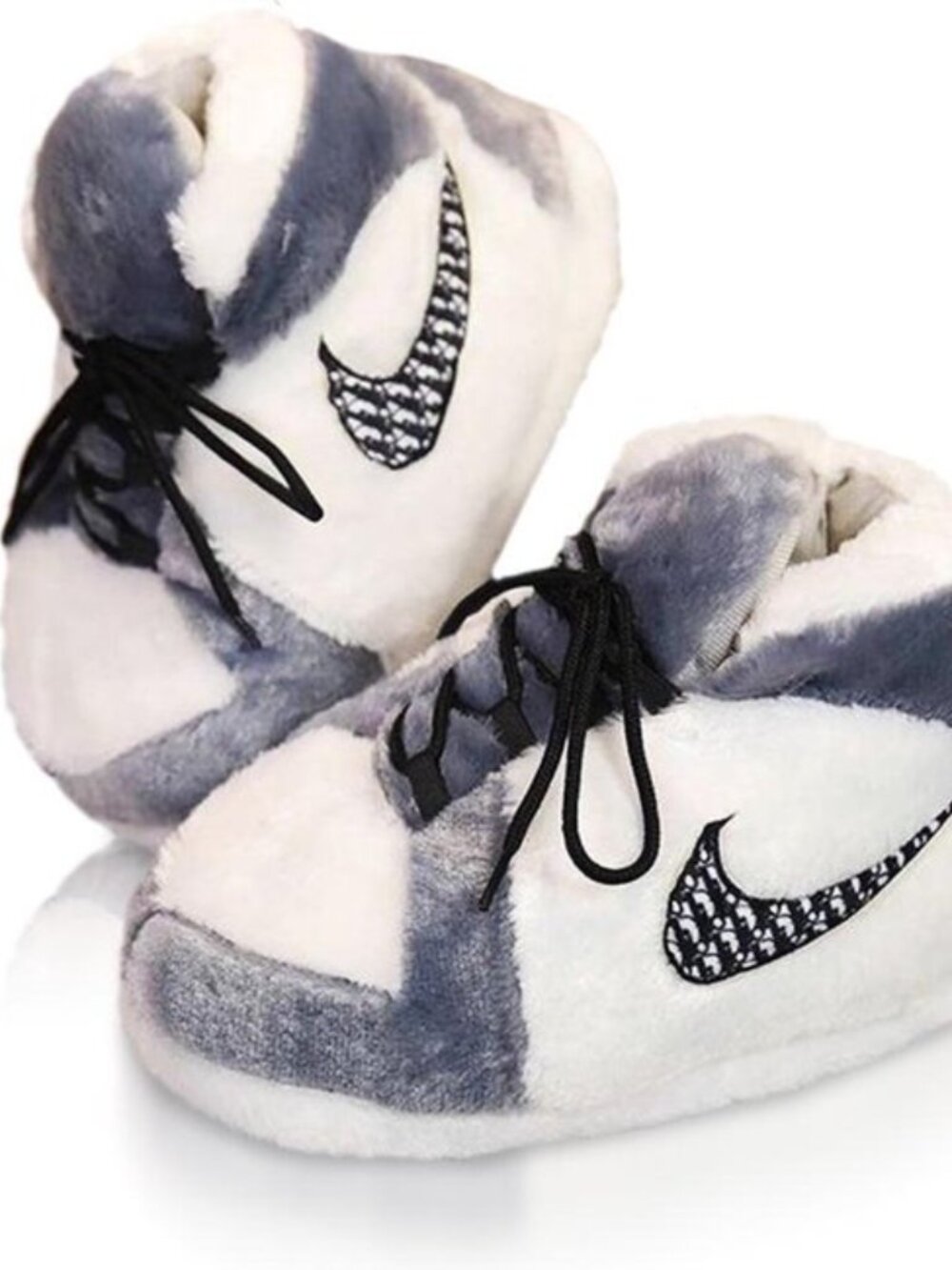 Plush Gray Jordan 1 Dior Sneaker Slippers (One-Size Unisex)